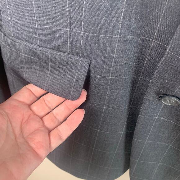 NEW JOE Joseph Abboud Size 38R Men's Windowpane Blazer Jacket Charcoal Gray - Picture 5 of 13